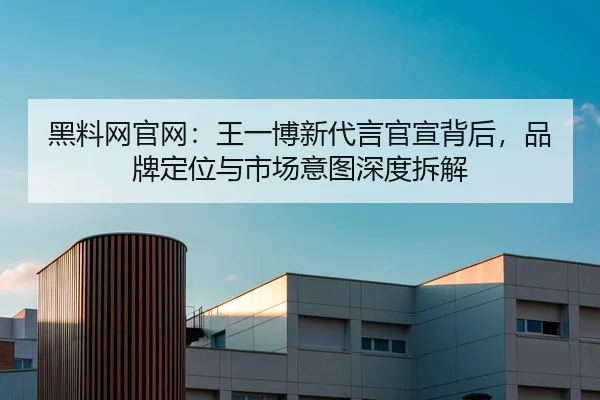 黑料网官网：王一博新代言官宣背后，品牌定位与市场意图深度拆解